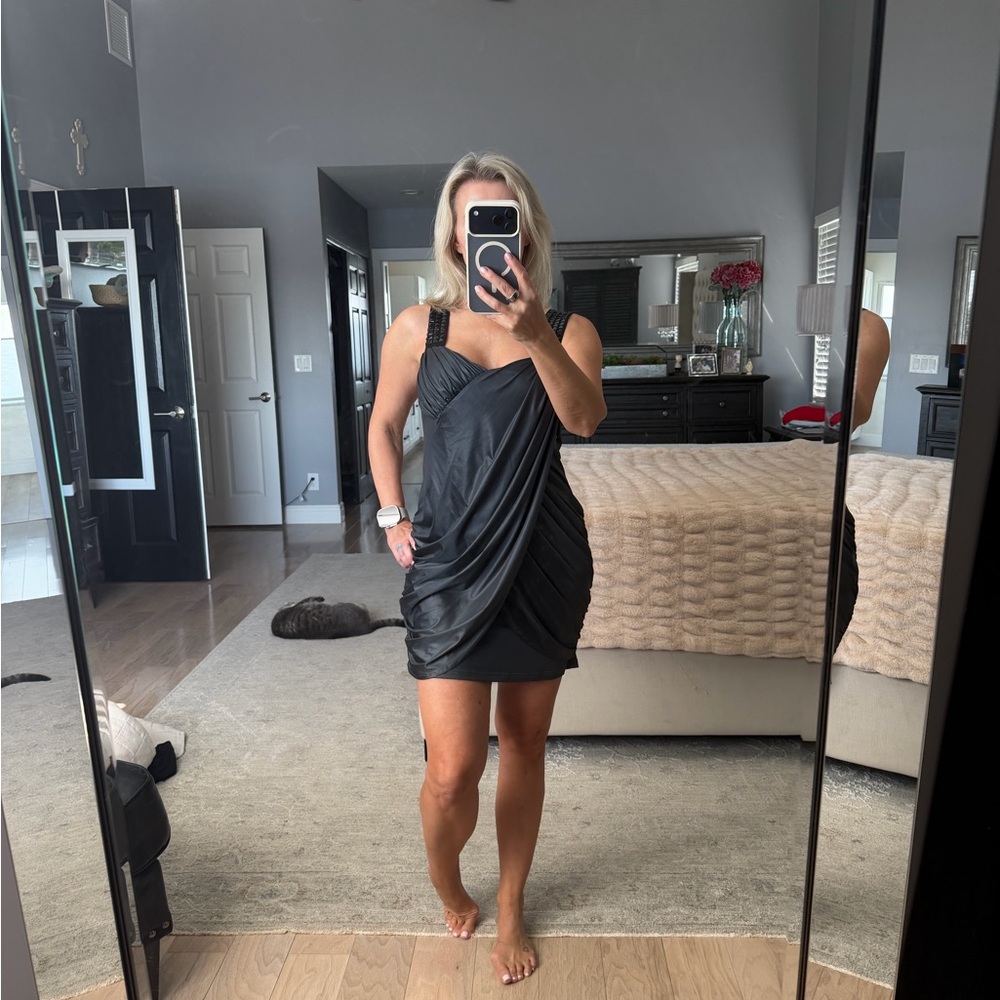 Dark green Mini Draped Dress by Black